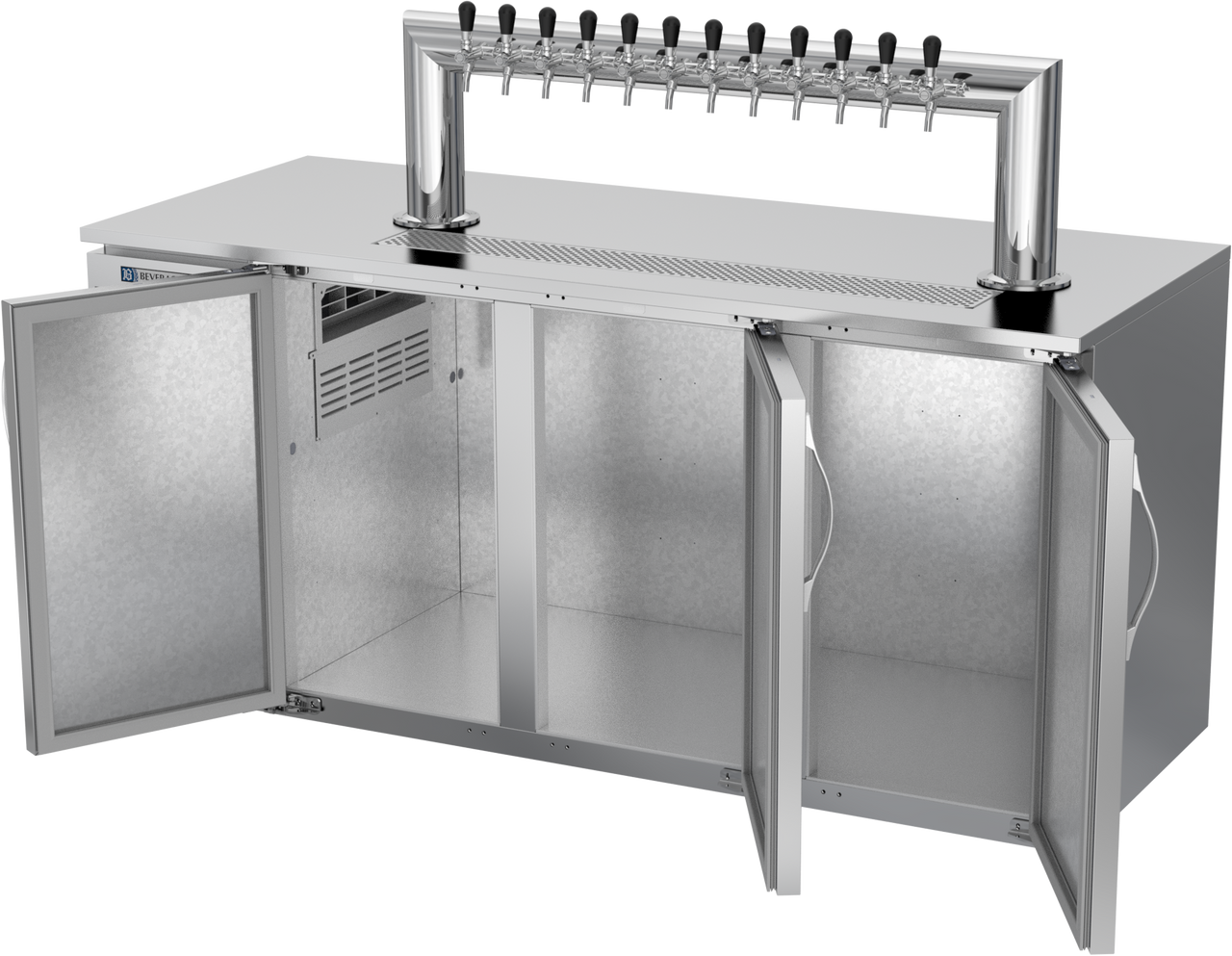 DD72HC-S-12T | 72" Twelve Tap Direct Draw Dispenser in Stainless Steel