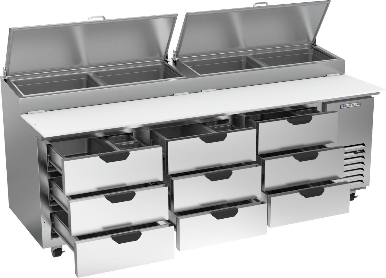 DPD93HC-9 | 93" Nine Drawer Pizza Prep Table