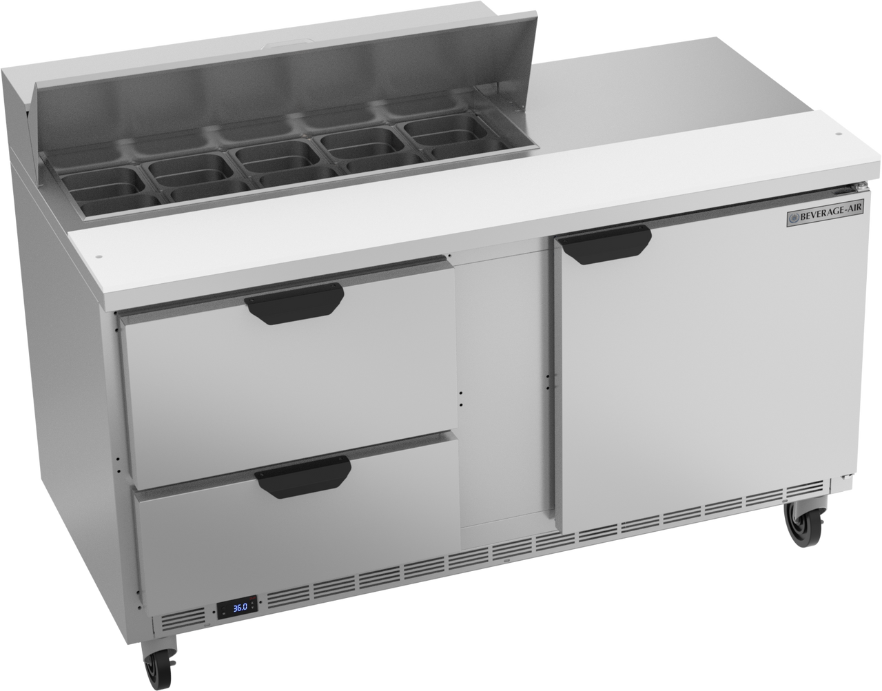 SPED60HC-10-2 | 60" Sandwich Prep Table Two Drawers One Door Standard Top