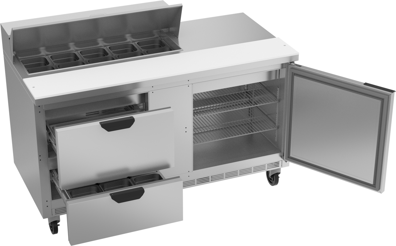 SPED60HC-10-2 | 60" Sandwich Prep Table Two Drawers One Door Standard Top
