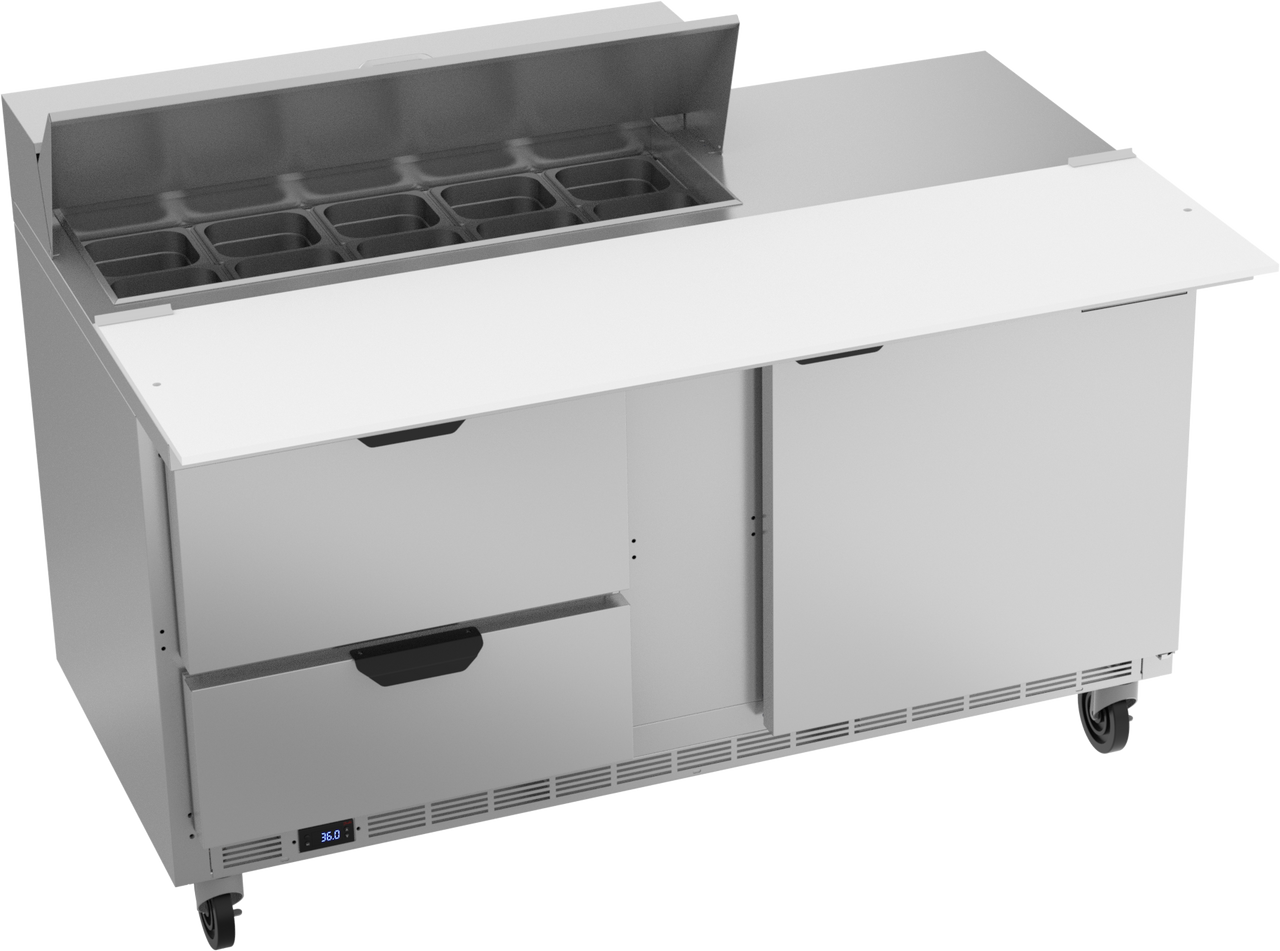 SPED60HC-10C-2 | 60" Sandwich Prep Table Two Drawers One Door with 17" Cutting Board