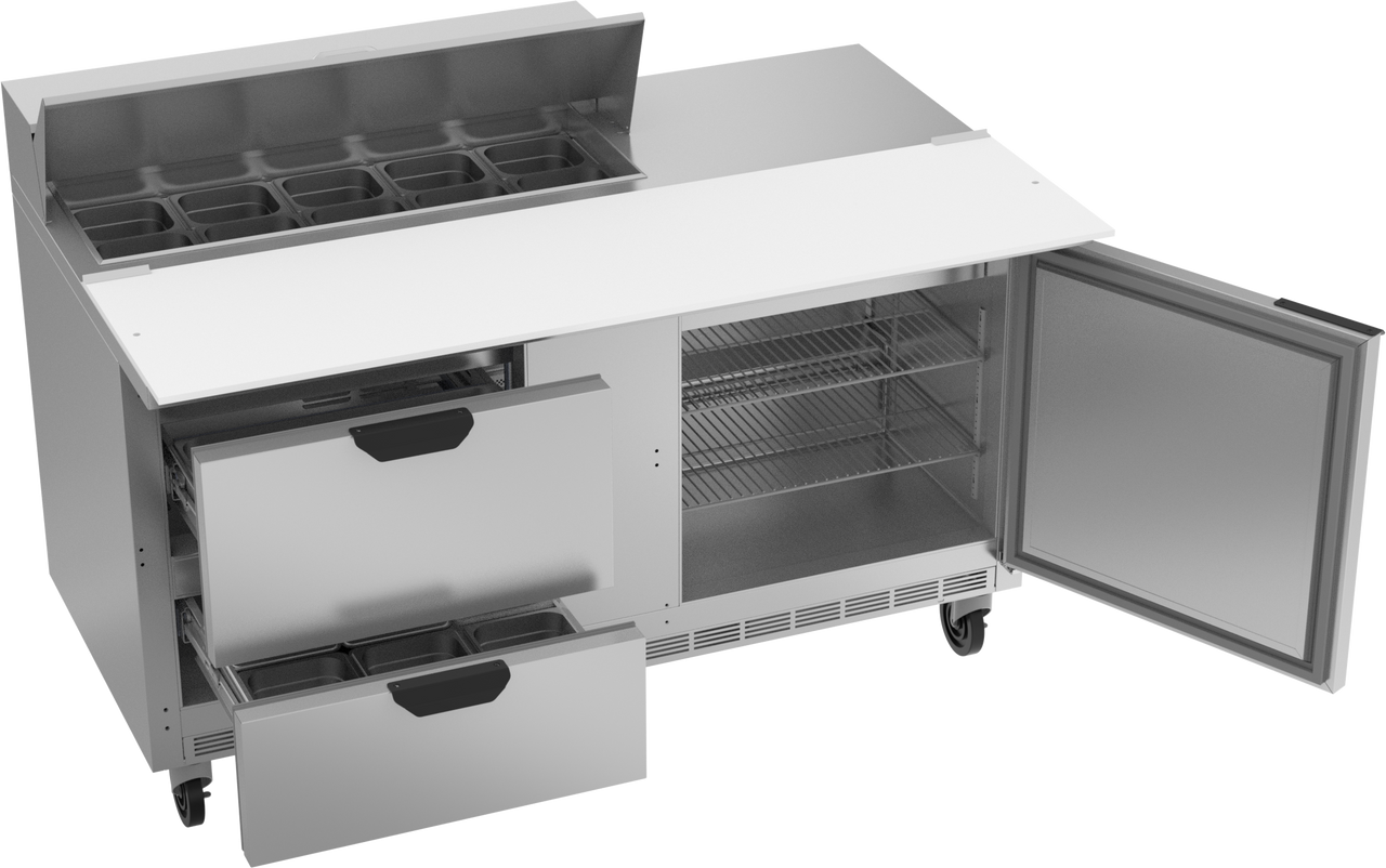 SPED60HC-10C-2 | 60" Sandwich Prep Table Two Drawers One Door with 17" Cutting Board