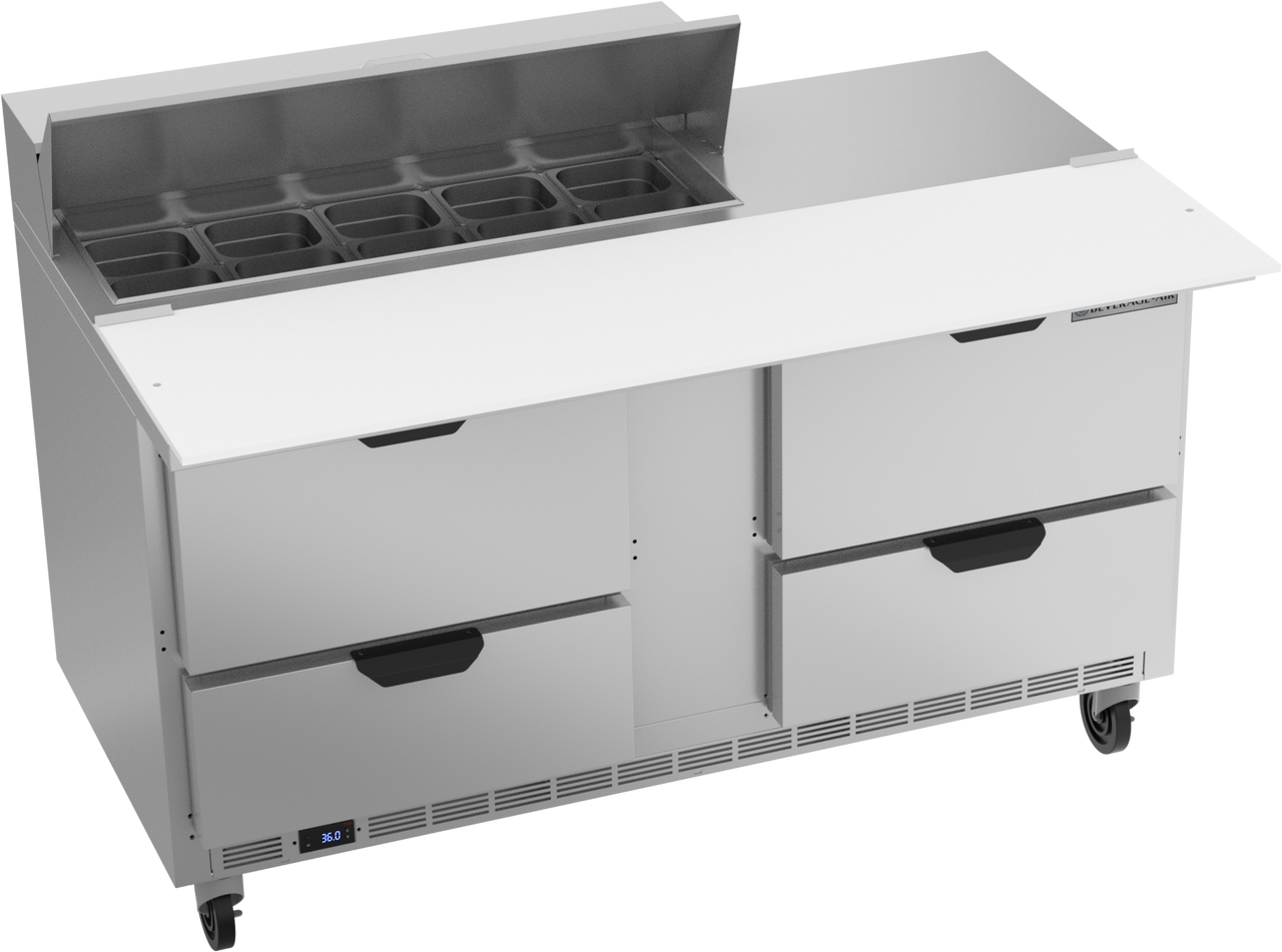 SPED60HC-10C-4 | 60" Sandwich Prep Table Four Drawers with 17" Cutting Board