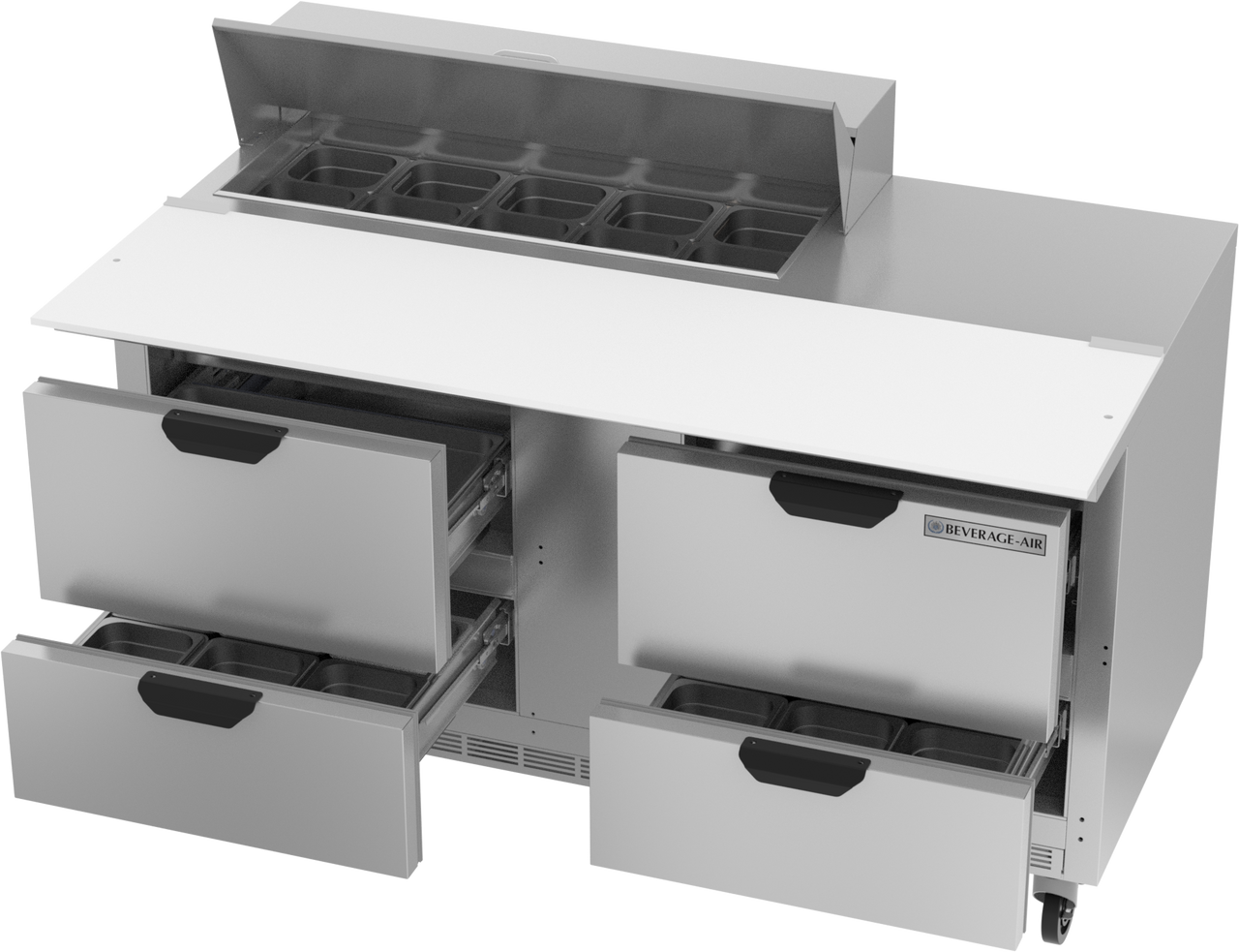 SPED60HC-10C-4 | 60" Sandwich Prep Table Four Drawers with 17" Cutting Board
