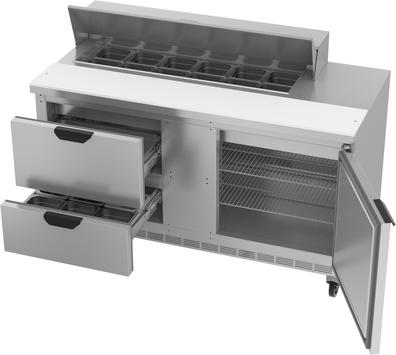 SPED60HC-12-2 | 60" Sandwich Prep Table Two Drawers One Door Standard Top