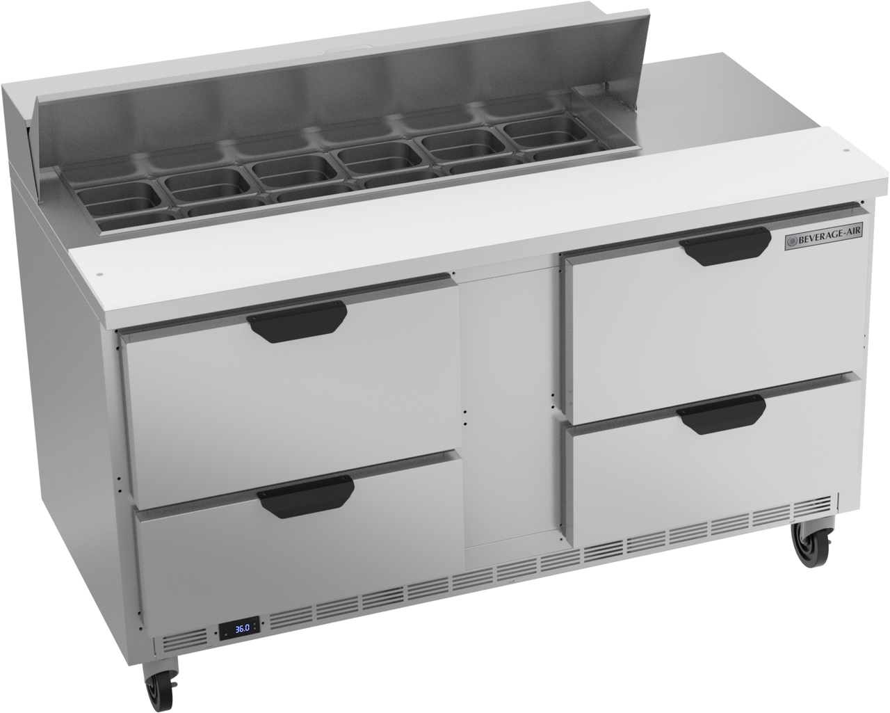 SPED60HC-12-4 | 60" Sandwich Prep Table Four Drawers Standard Top