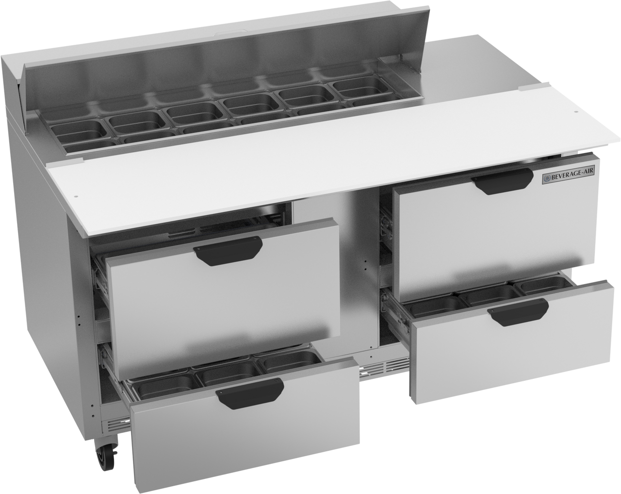 SPED60HC-12C-4 | 60" Sandwich Prep Table Four Drawers with 17" Cutting Board
