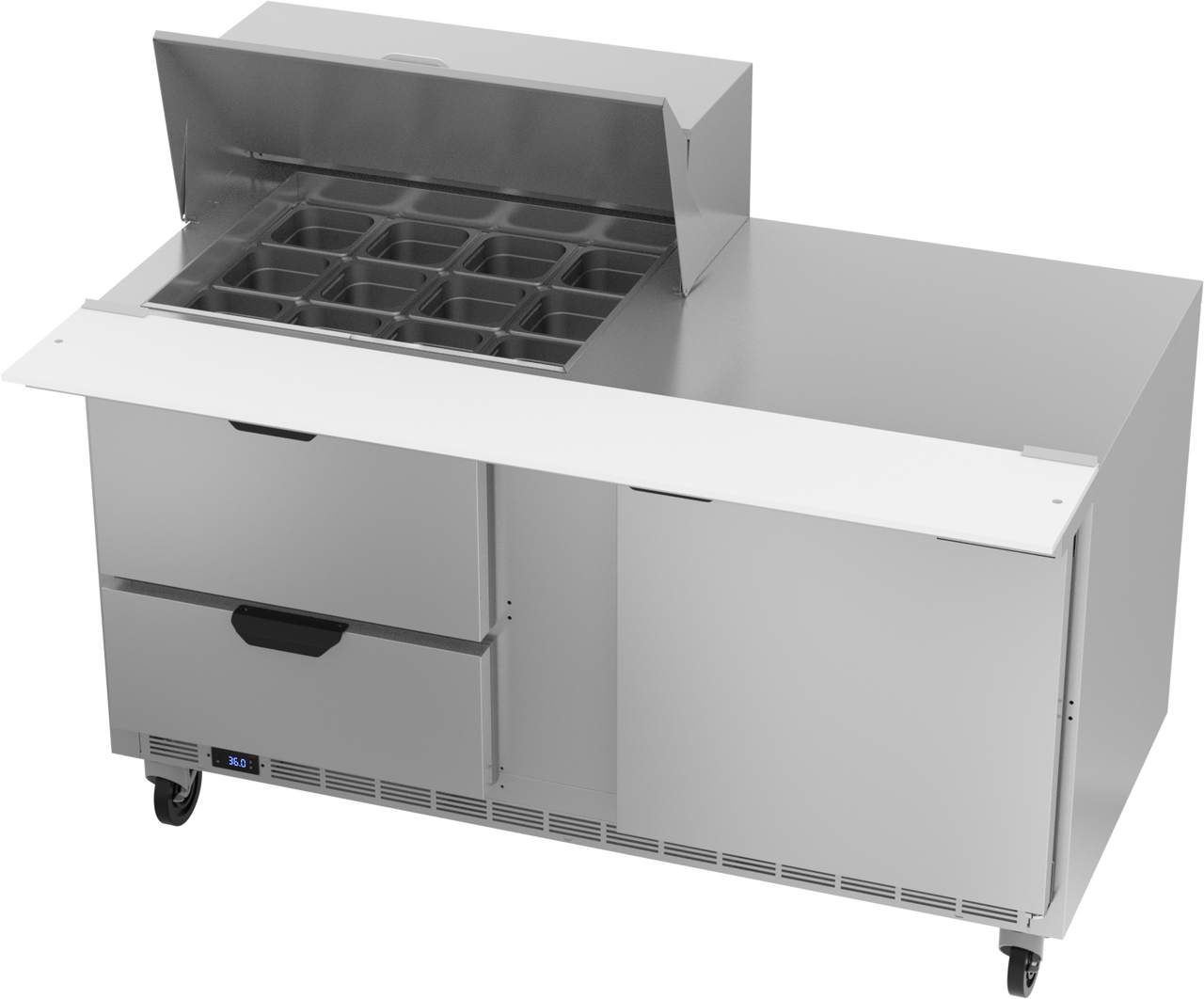 SPED60HC-12M-2 | 60" Sandwich Prep Table Two Drawers One Door Mega Top