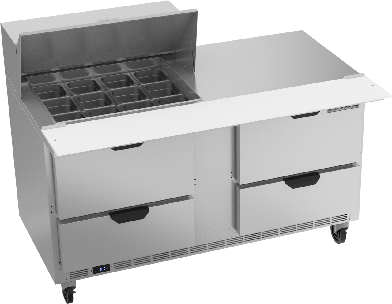 SPED60HC-12M-4 | 60" Sandwich Prep Table Four Drawers Mega Top