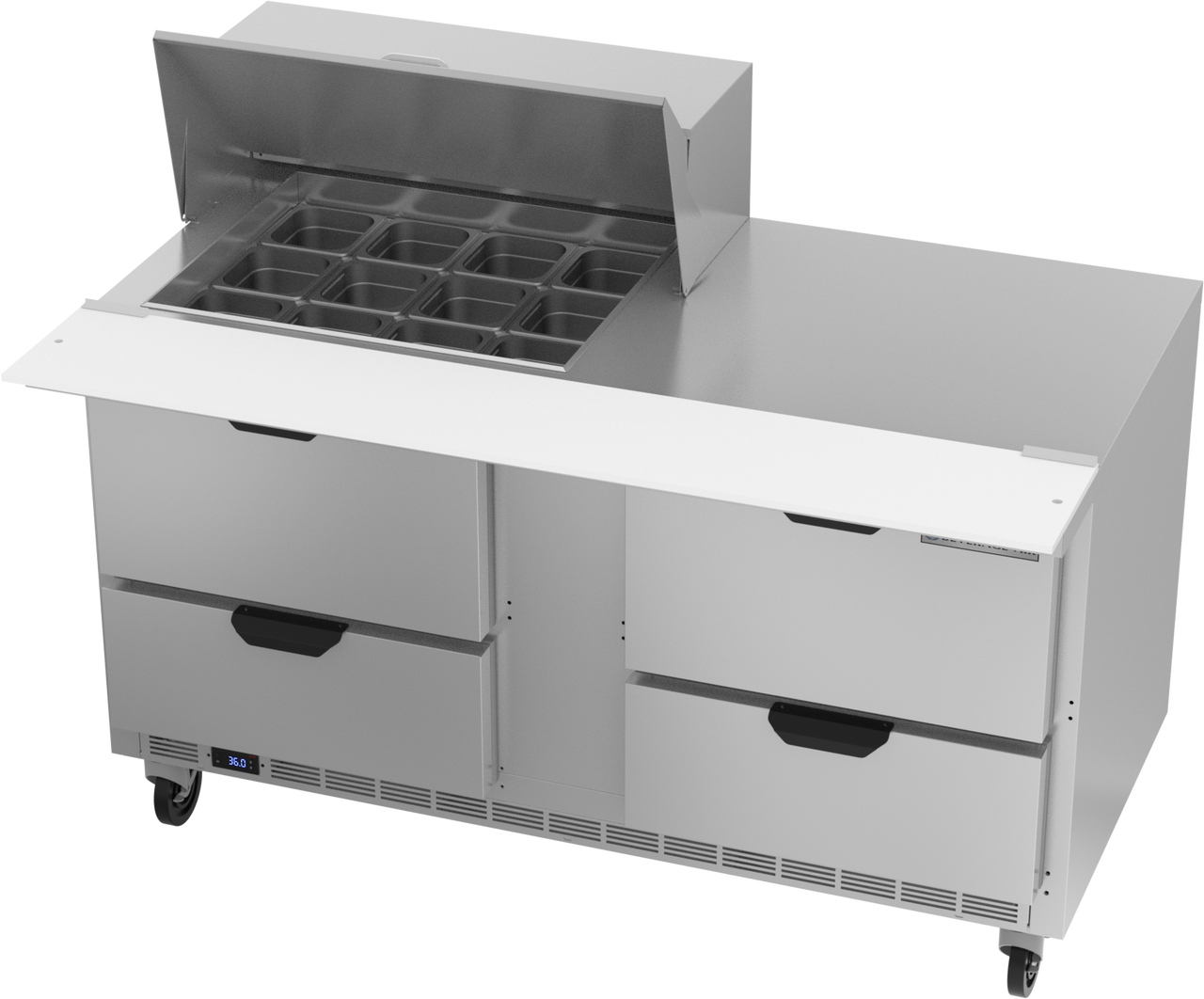SPED60HC-12M-4 | 60" Sandwich Prep Table Four Drawers Mega Top
