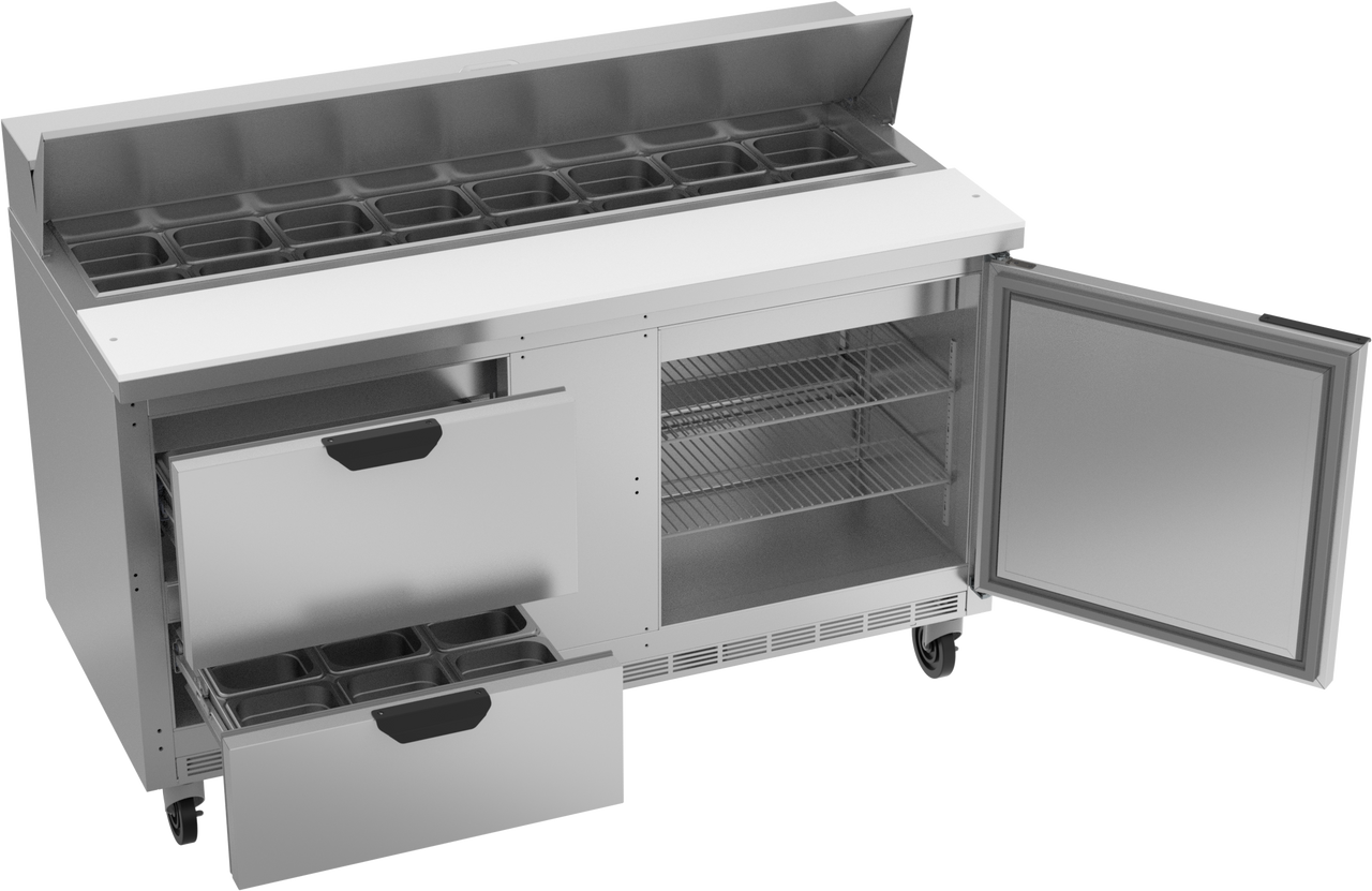 SPED60HC-16-2 | 60" Sandwich Prep Table Two Drawers One Door Standard Top