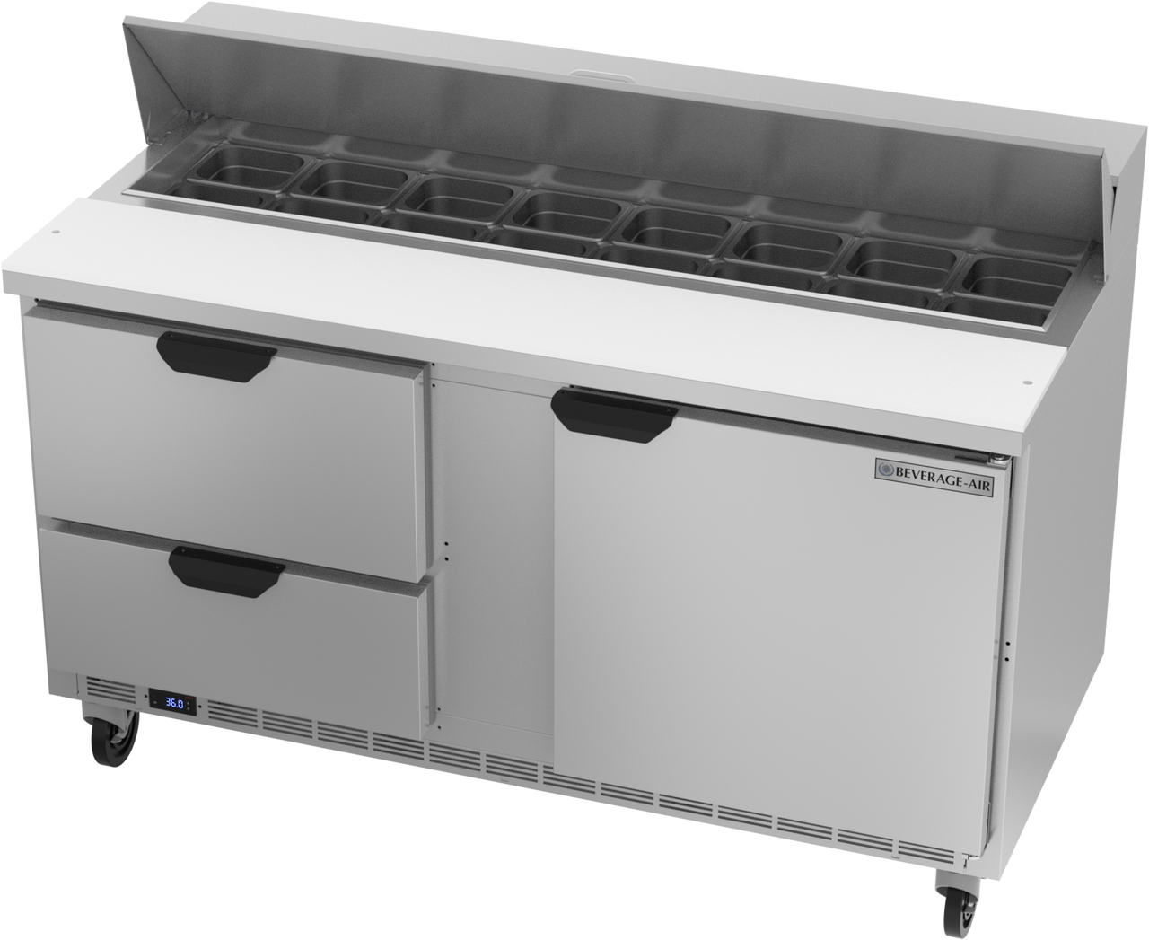 SPED60HC-16-2 | 60" Sandwich Prep Table Two Drawers One Door Standard Top