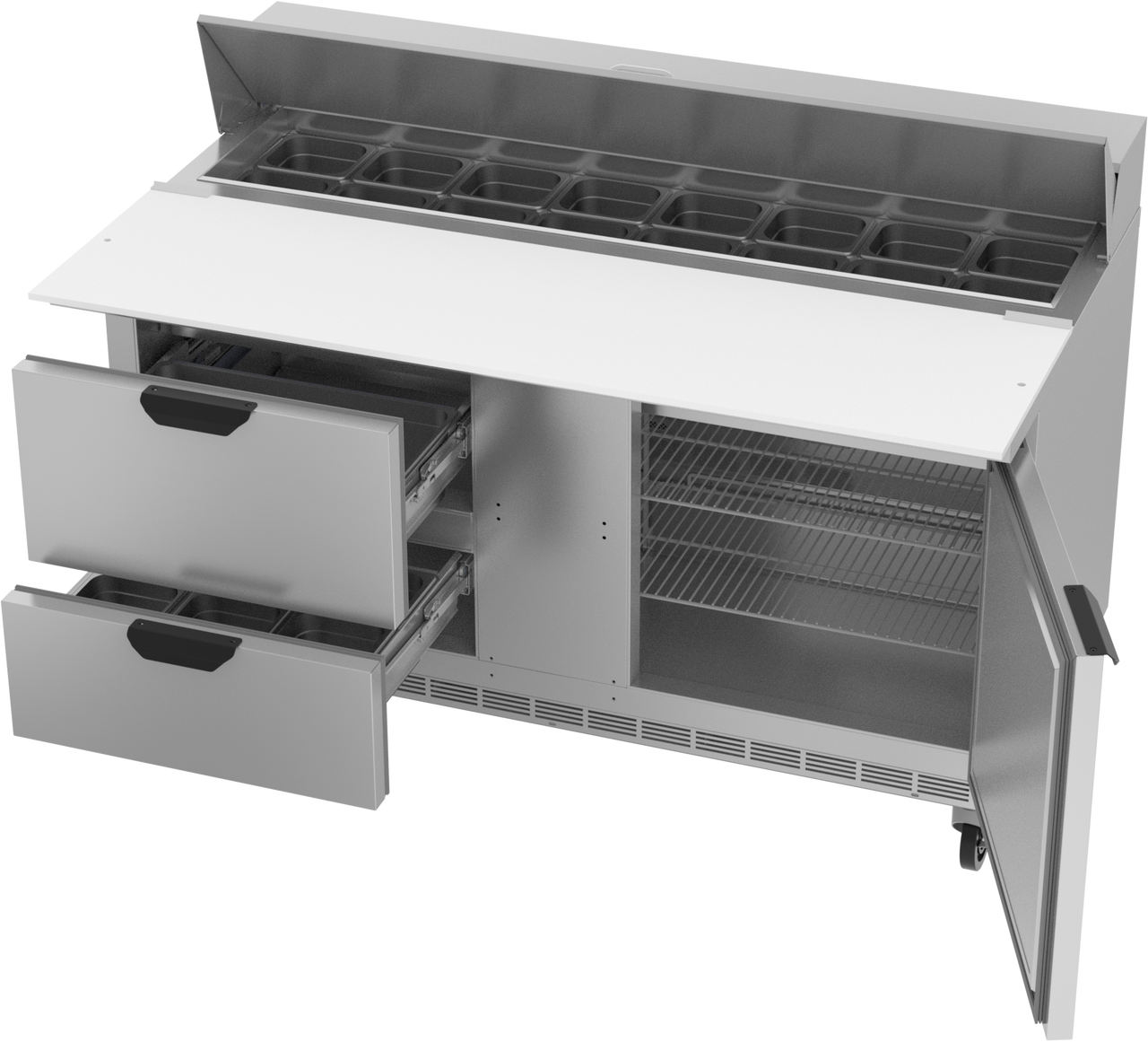 SPED60HC-16C-2 | 60" Sandwich Prep Table Two Drawers One Door with 17" Cutting Board
