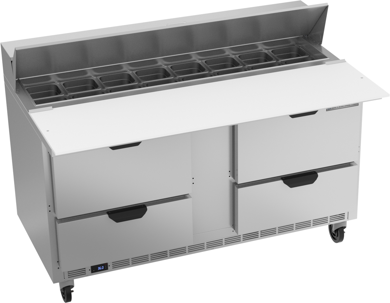 SPED60HC-16C-4 | 60" Sandwich Prep Table Four Drawers with 17" Cutting Board