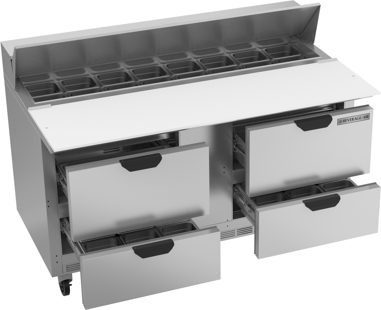 SPED60HC-16C-4 | 60" Sandwich Prep Table Four Drawers with 17" Cutting Board