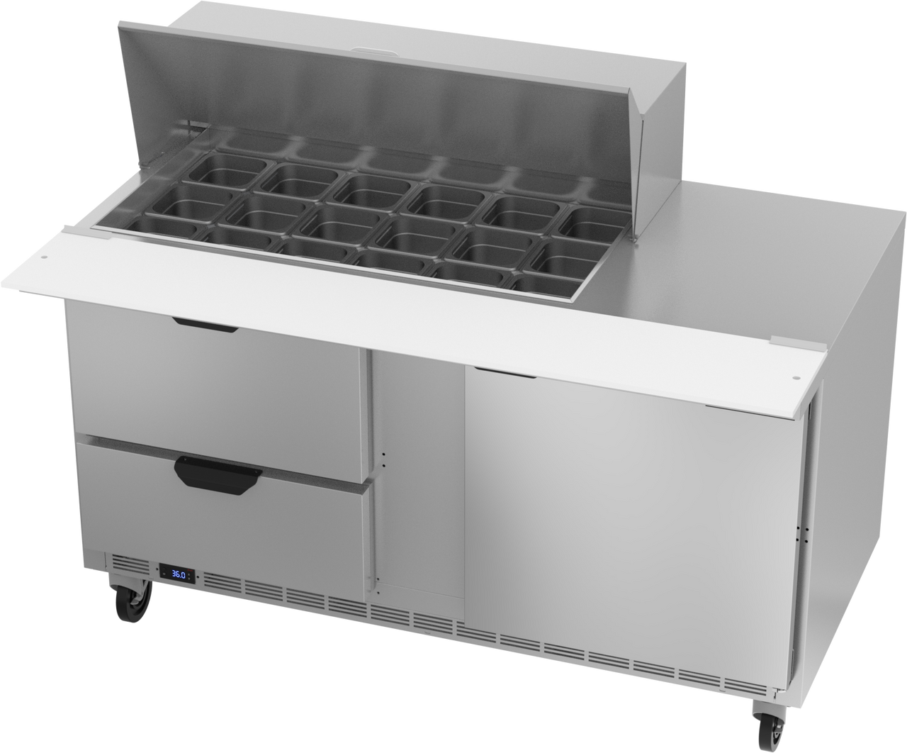 SPED60HC-18M-2 | 60" Sandwich Prep Table Two Drawers One Door Mega Top