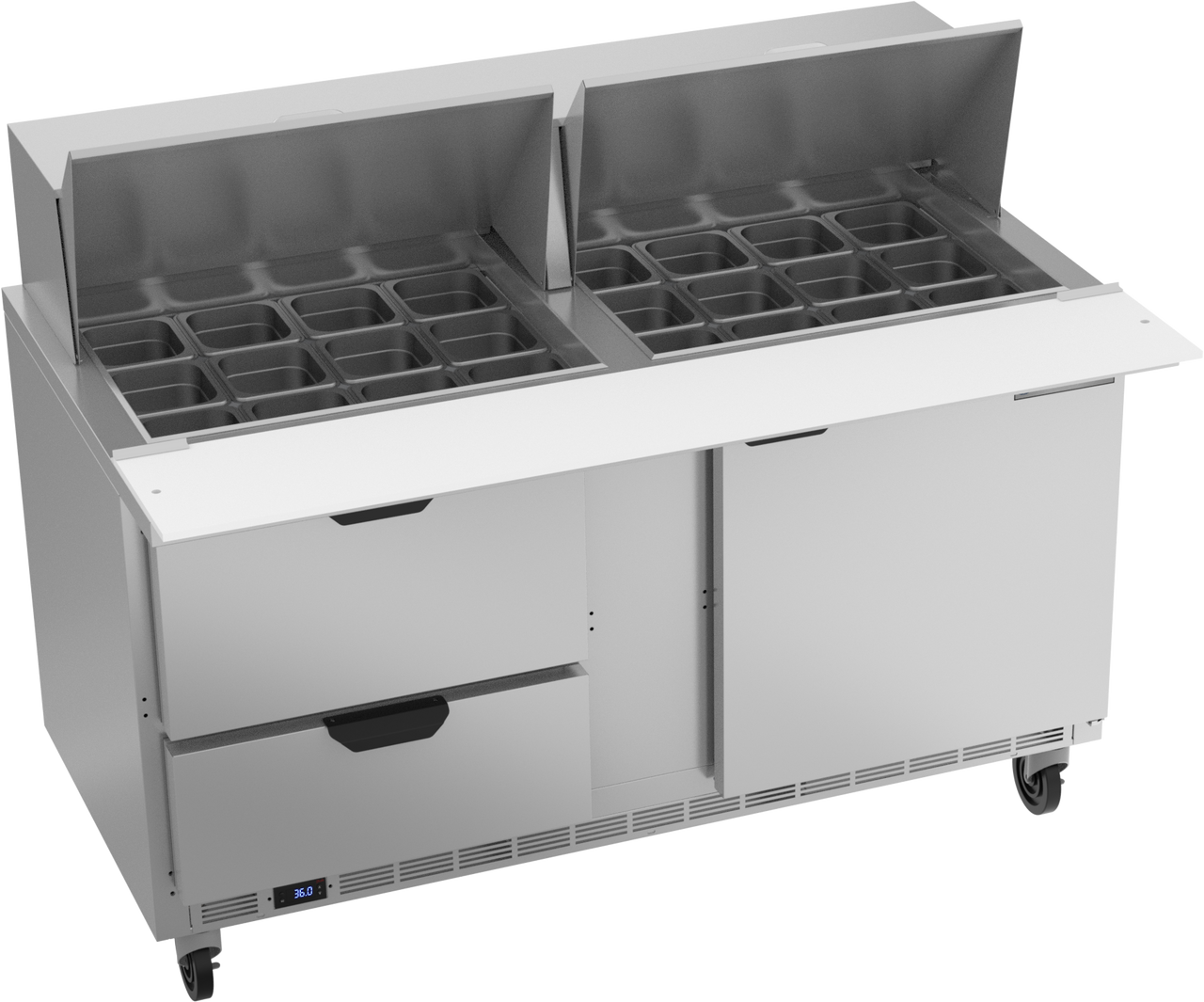 SPED60HC-24M-2 | 60" Sandwich Prep Table Two Drawers One Door Mega Top