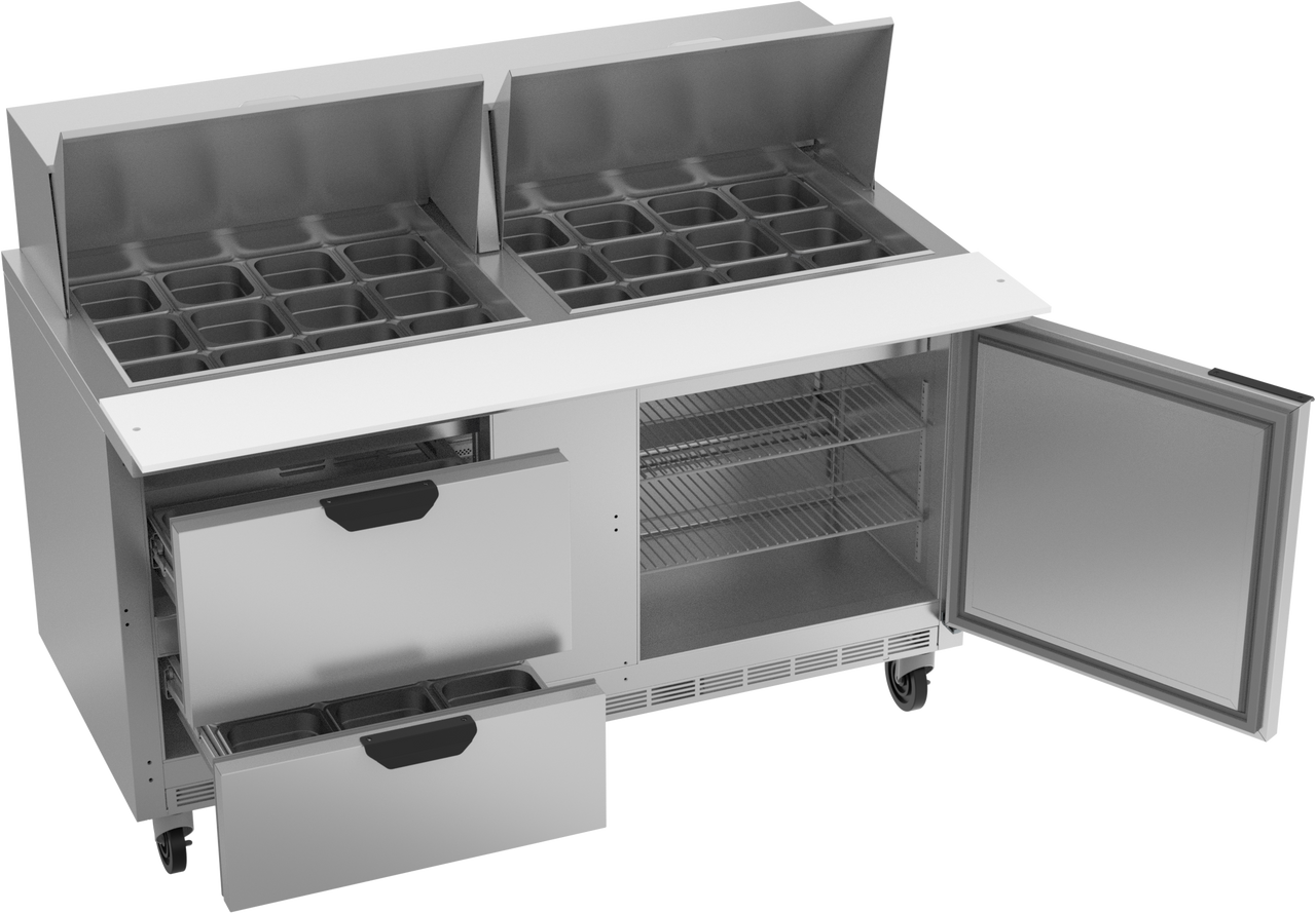 SPED60HC-24M-2 | 60" Sandwich Prep Table Two Drawers One Door Mega Top