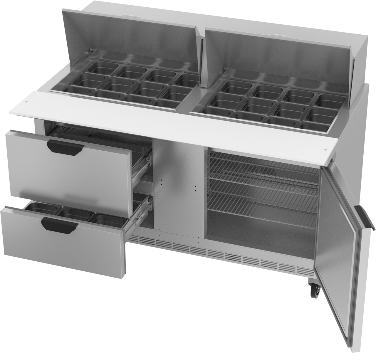 SPED60HC-24M-2 | 60" Sandwich Prep Table Two Drawers One Door Mega Top