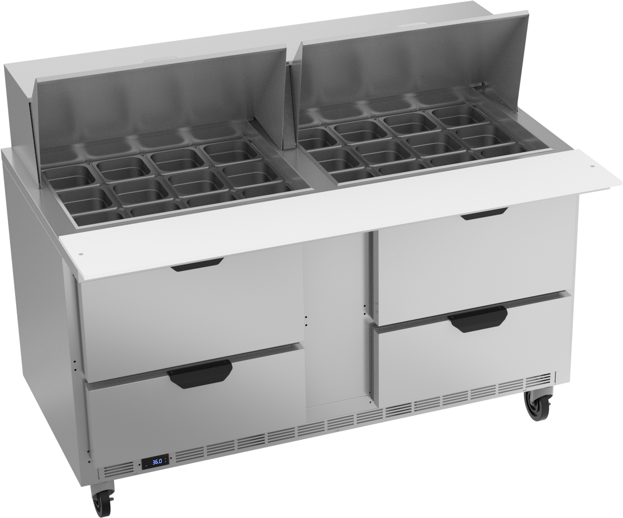 SPED60HC-24M-4 | 60" Sandwich Prep Table Four Drawers Mega Top