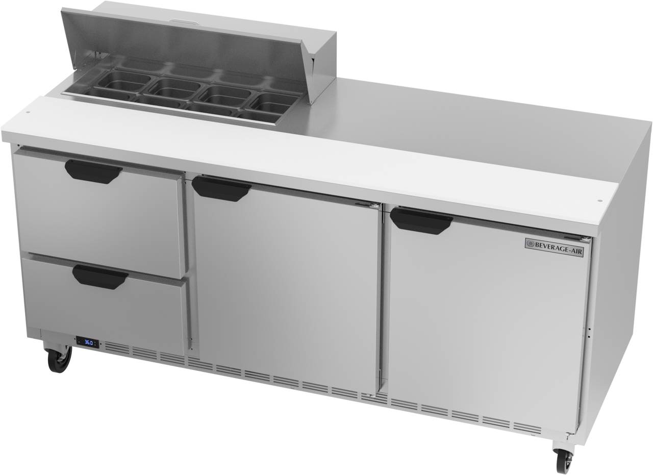 SPED72HC-08-2 | 72" Sandwich Prep Table Two Drawers Two Doors Standard Top
