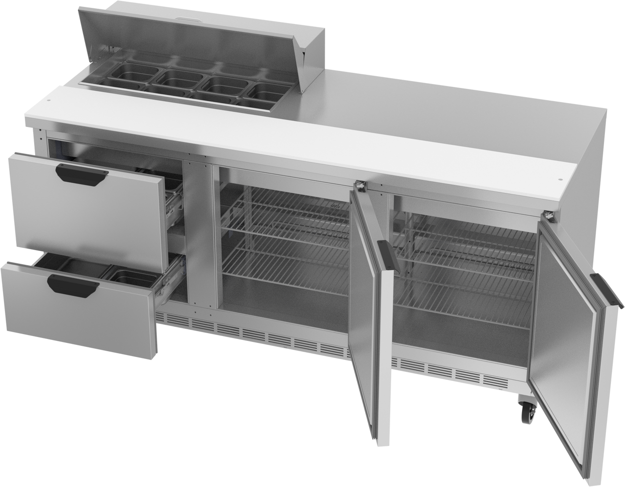 SPED72HC-08-2 | 72" Sandwich Prep Table Two Drawers Two Doors Standard Top