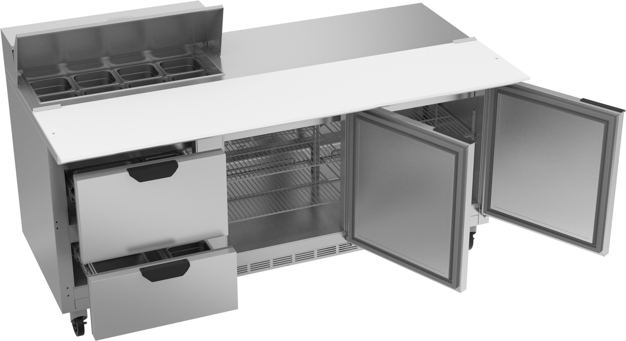 SPED72HC-08C-2 | 72" Sandwich Prep Table Two Drawers Two Doors with 17" Cutting Board
