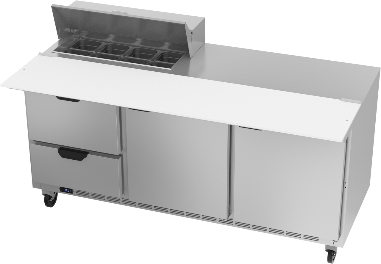 SPED72HC-08C-2 | 72" Sandwich Prep Table Two Drawers Two Doors with 17" Cutting Board