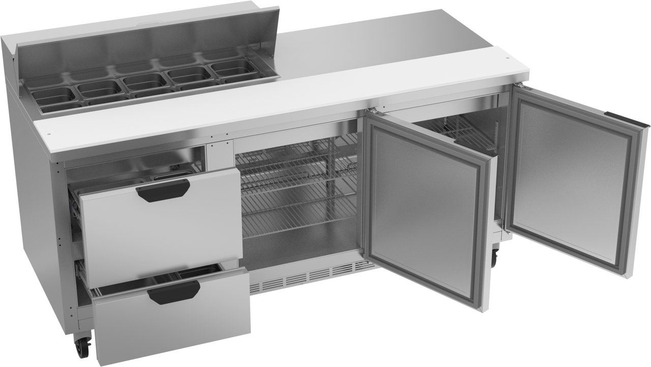SPED72HC-10-2 | 72" Sandwich Prep Table Two Drawers Two Doors Standard Top