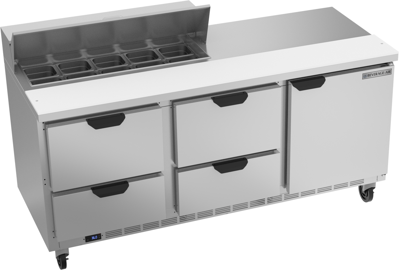 SPED72HC-10-4 | 72" Sandwich Prep Table Four Drawers One Door Standard Top