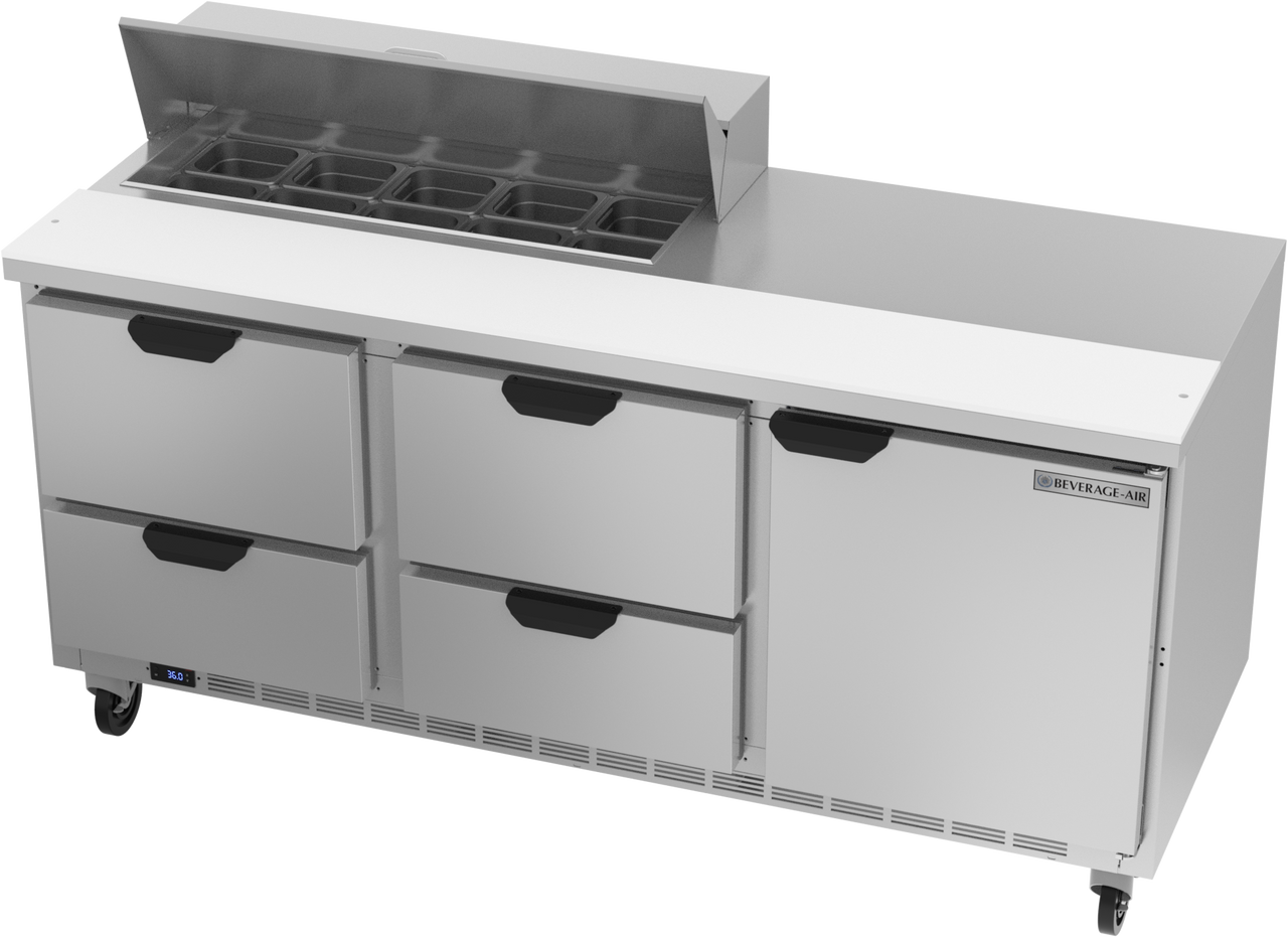 SPED72HC-10-4 | 72" Sandwich Prep Table Four Drawers One Door Standard Top