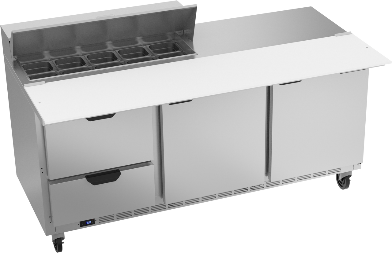 SPED72HC-10C-2 | 72" Sandwich Prep Table Two Drawers Two Doors with 17" Cutting Board