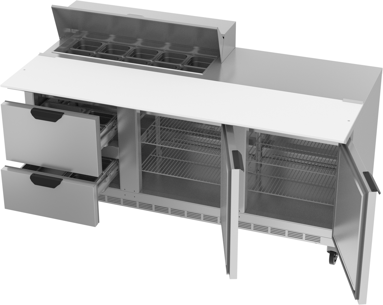 SPED72HC-10C-2 | 72" Sandwich Prep Table Two Drawers Two Doors with 17" Cutting Board