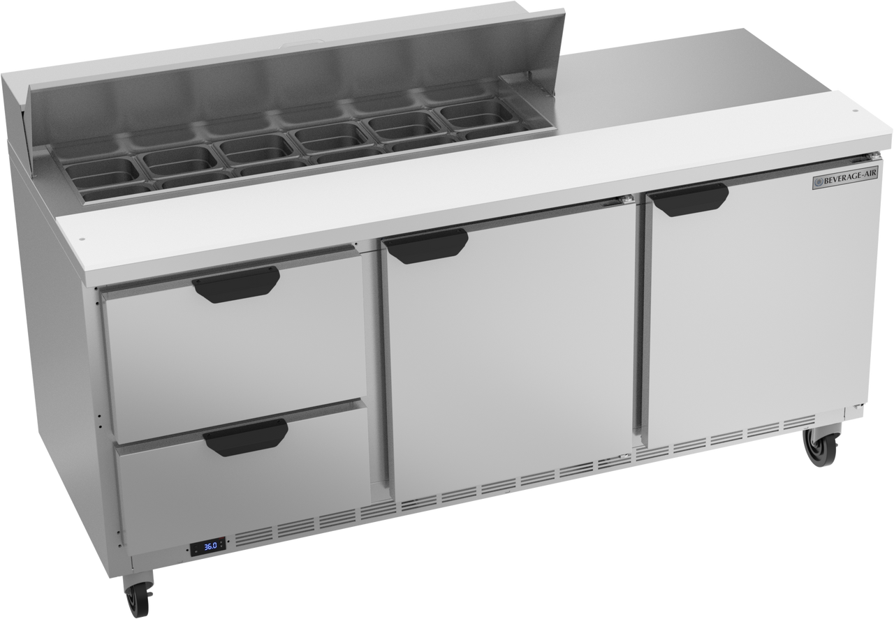 SPED72HC-12-2 | 72" Sandwich Prep Table Two Drawers Two Doors Standard Top