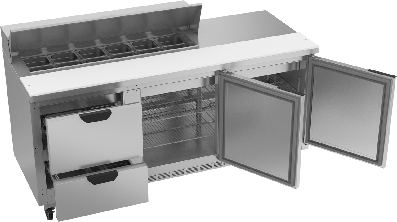 SPED72HC-12-2 | 72" Sandwich Prep Table Two Drawers Two Doors Standard Top