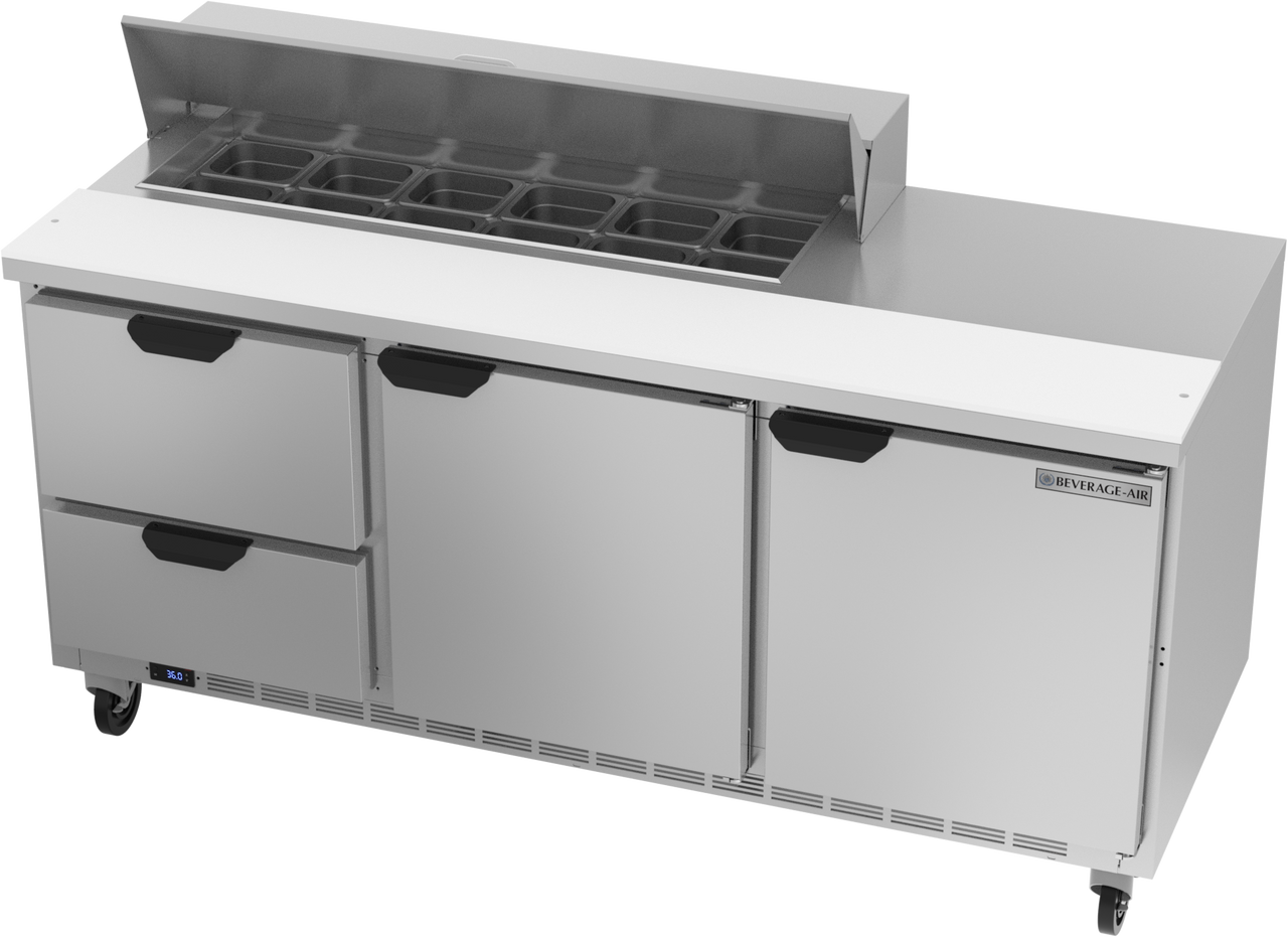 SPED72HC-12-2 | 72" Sandwich Prep Table Two Drawers Two Doors Standard Top
