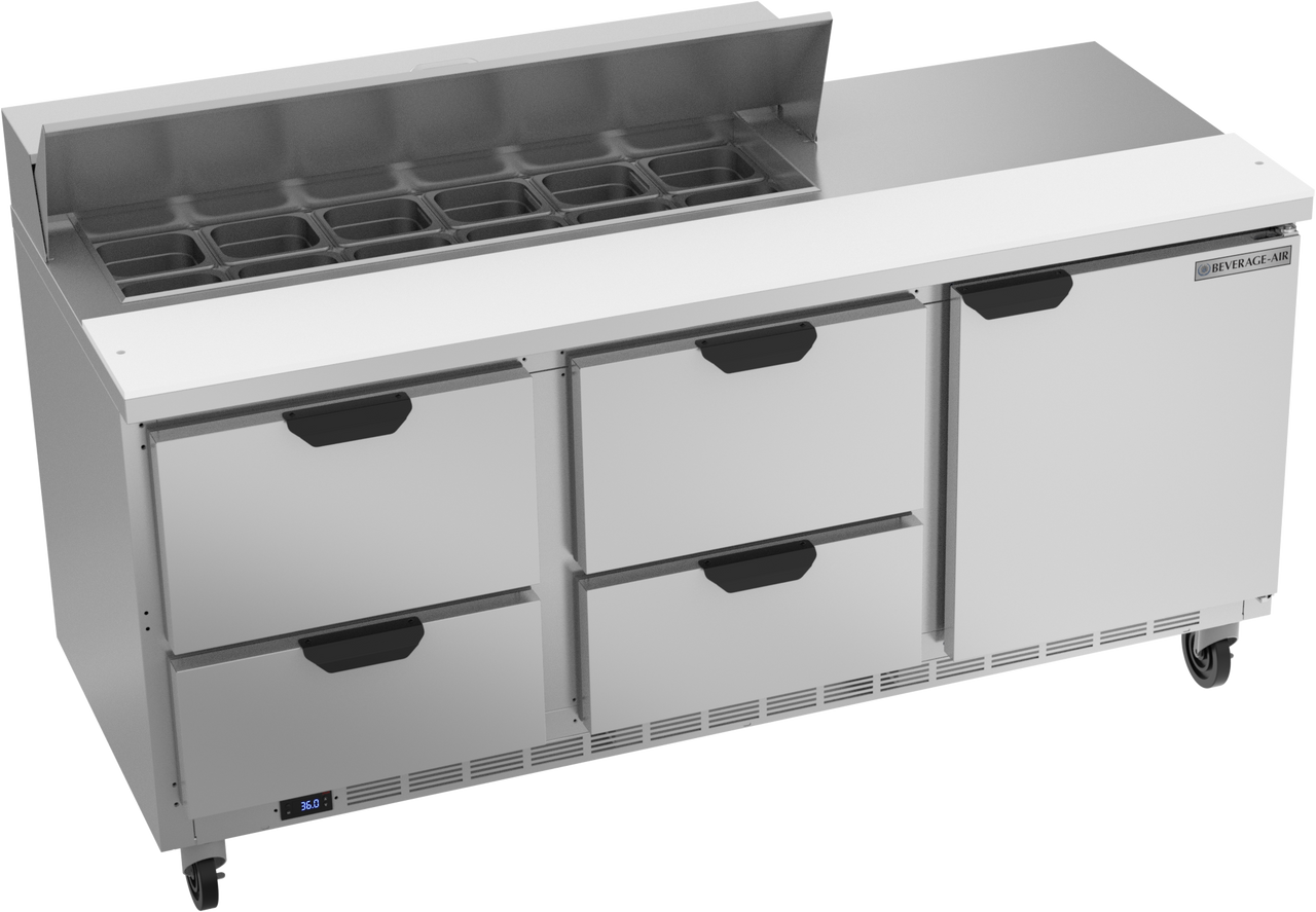 SPED72HC-12-4 | 72" Sandwich Prep Table Four Drawers One Door Standard Top