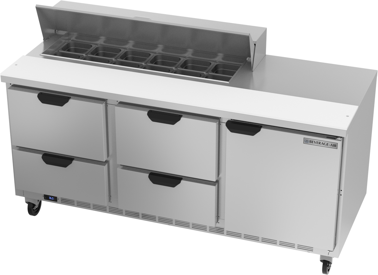 SPED72HC-12-4 | 72" Sandwich Prep Table Four Drawers One Door Standard Top