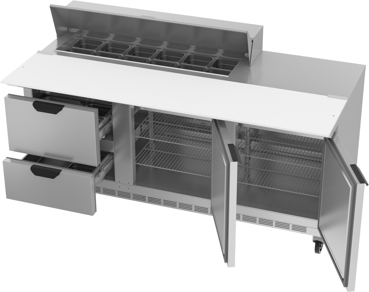 SPED72HC-12C-2 | 72" Sandwich Prep Table Two Drawers Two Doors with 17" Cutting Board