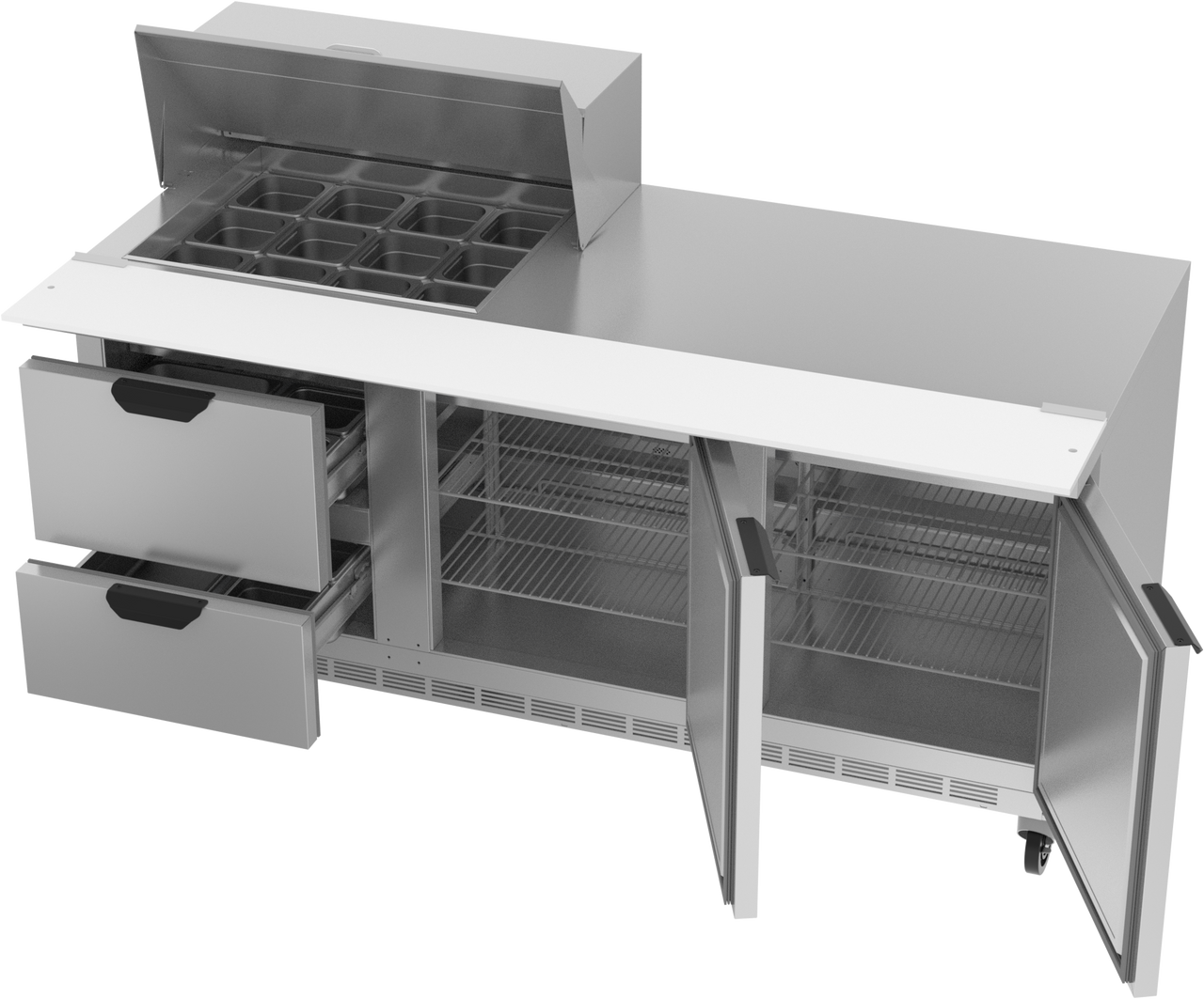 SPED72HC-12M-2 | 72" Sandwich Prep Table Two Drawers Two Doors Mega Top
