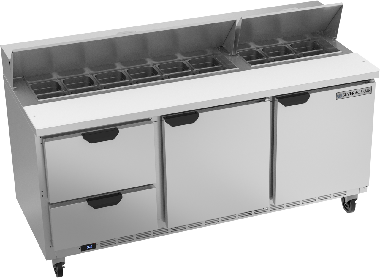 SPED72HC-18-2 | 72" Sandwich Prep Table Two Drawers Two Doors Standard Top