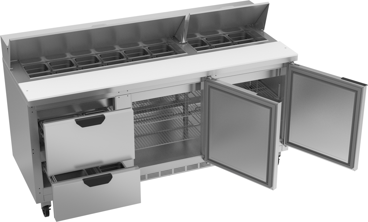 SPED72HC-18-2 | 72" Sandwich Prep Table Two Drawers Two Doors Standard Top