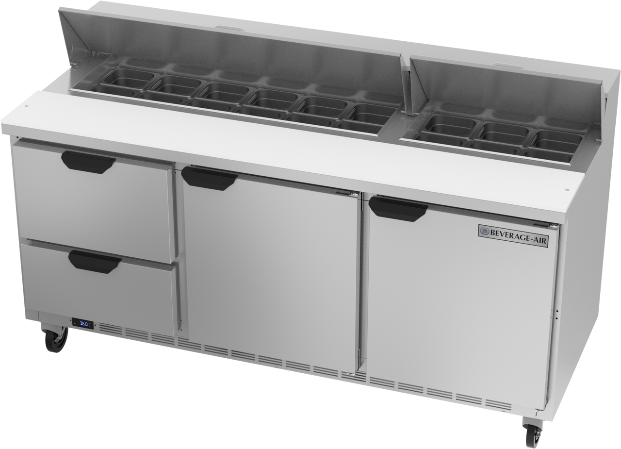 SPED72HC-18-2 | 72" Sandwich Prep Table Two Drawers Two Doors Standard Top