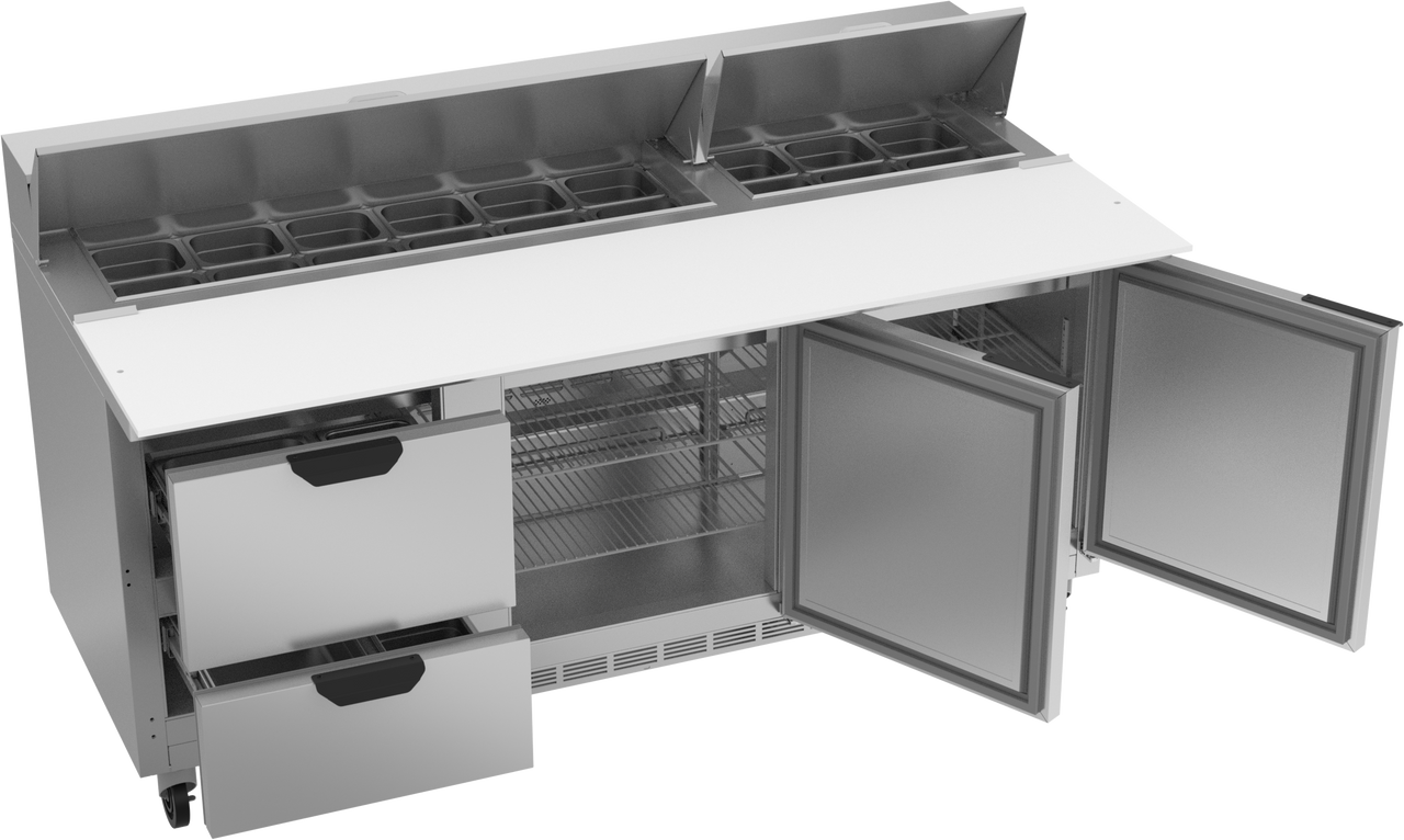 SPED72HC-18C-2 | 72" Sandwich Prep Table Two Drawers Two Doors with 17" Cutting Board