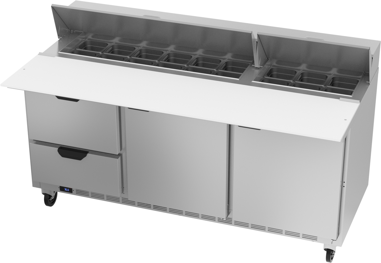 SPED72HC-18C-2 | 72" Sandwich Prep Table Two Drawers Two Doors with 17" Cutting Board