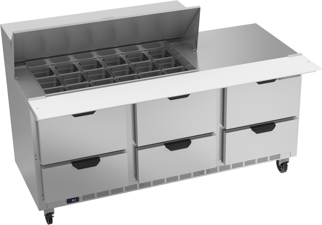 SPED72HC-18M-6 | 72" Sandwich Prep Table Six Drawers Mega Top