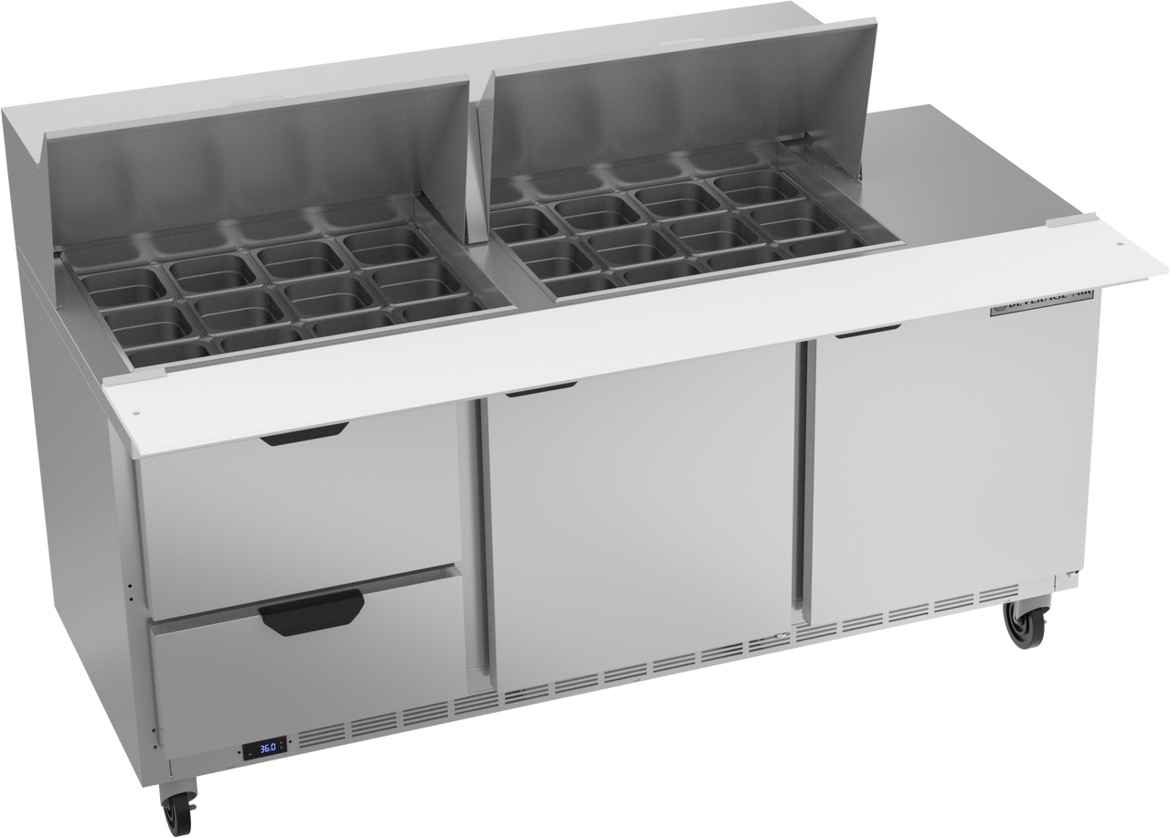 SPED72HC-24M-2 | 72" Sandwich Prep Table Two Drawers Two Doors Mega Top