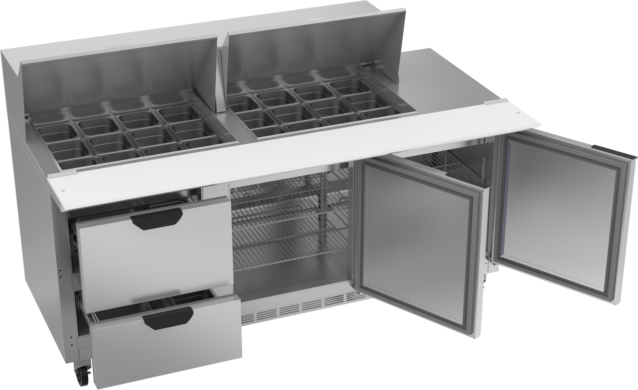 SPED72HC-24M-2 | 72" Sandwich Prep Table Two Drawers Two Doors Mega Top