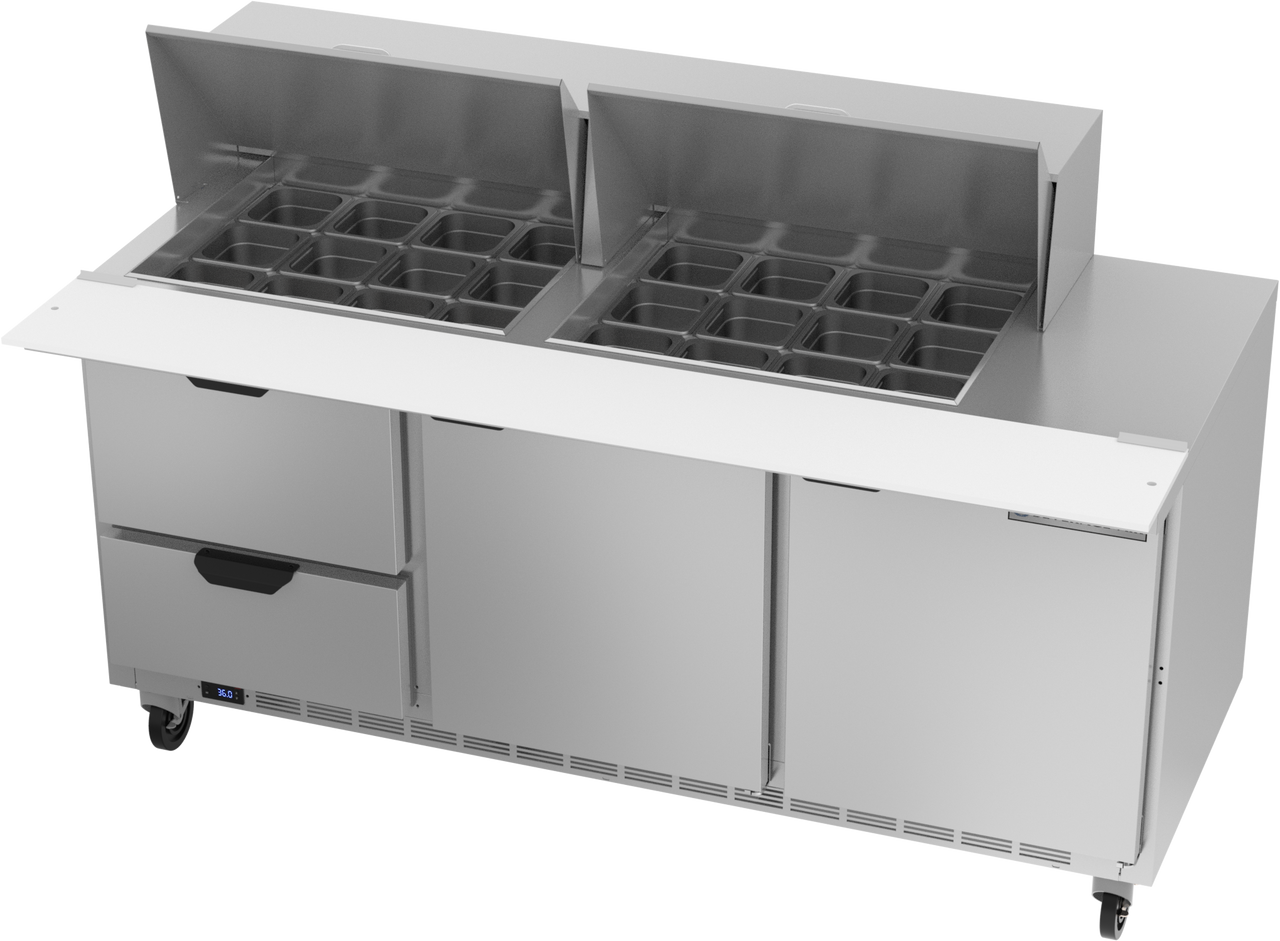 SPED72HC-24M-2 | 72" Sandwich Prep Table Two Drawers Two Doors Mega Top