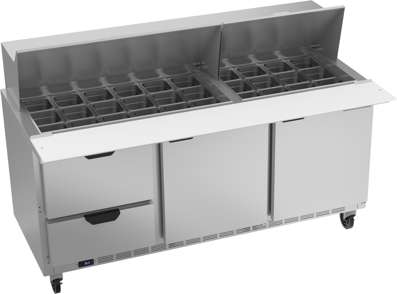 SPED72HC-30M-2 | 72" Sandwich Prep Table Two Drawers Two Doors Mega Top